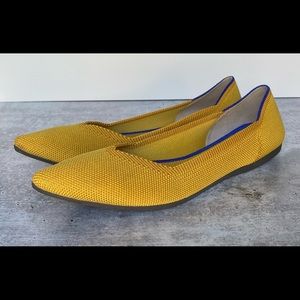 Rothy's The Point Rare Retired Flat Marigold Yellow blue halo 8